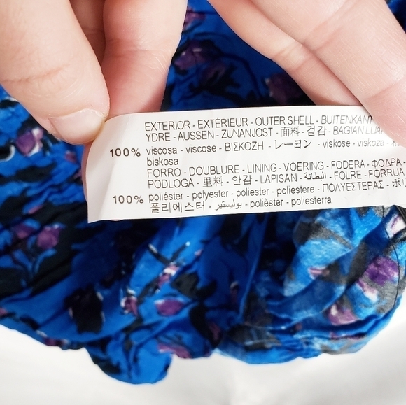 ZARA ruched long sleeve mini dress floral NWT - Picture 7 of 7